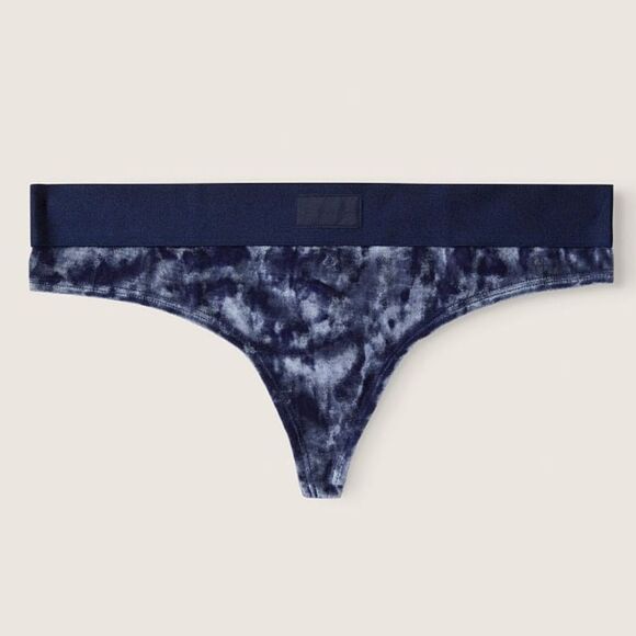 🔥Victoria's Secret PINK VELVET THONG PANTY Midnight Blue 😍 - Picture 1 of 7